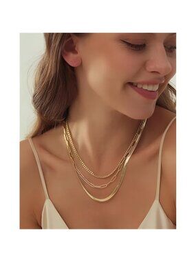 Gold Layered Necklaces for Women, 14K Gold Plated Dainty Gold Chain Choker